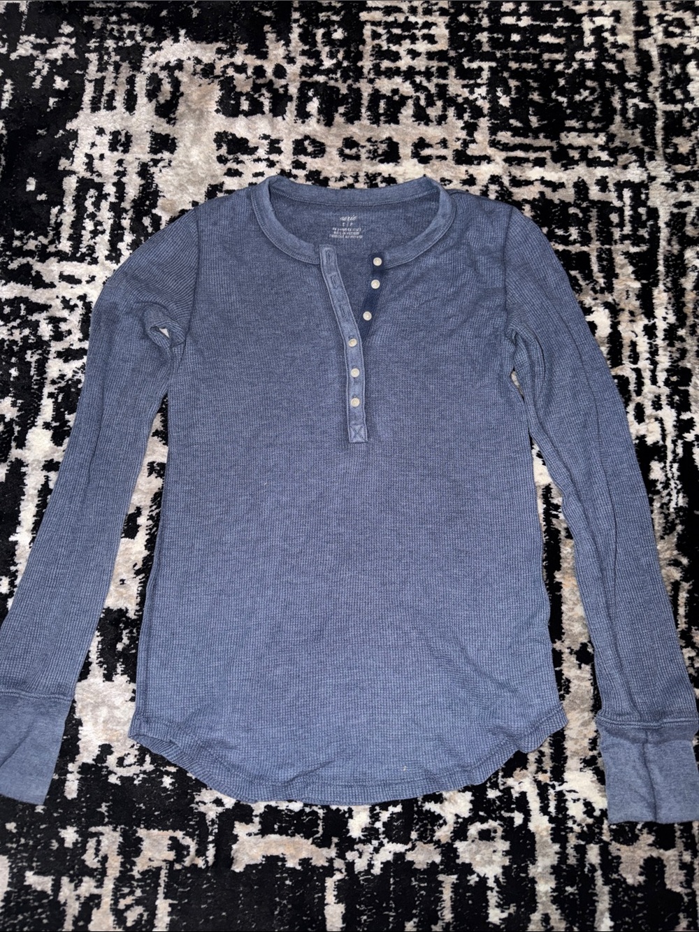 Aerie (American Eagle) Blue Long-Sleeve Waffle Henley